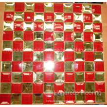 Mosaïque en verre miroir en verre diamant or rouge (HD057)